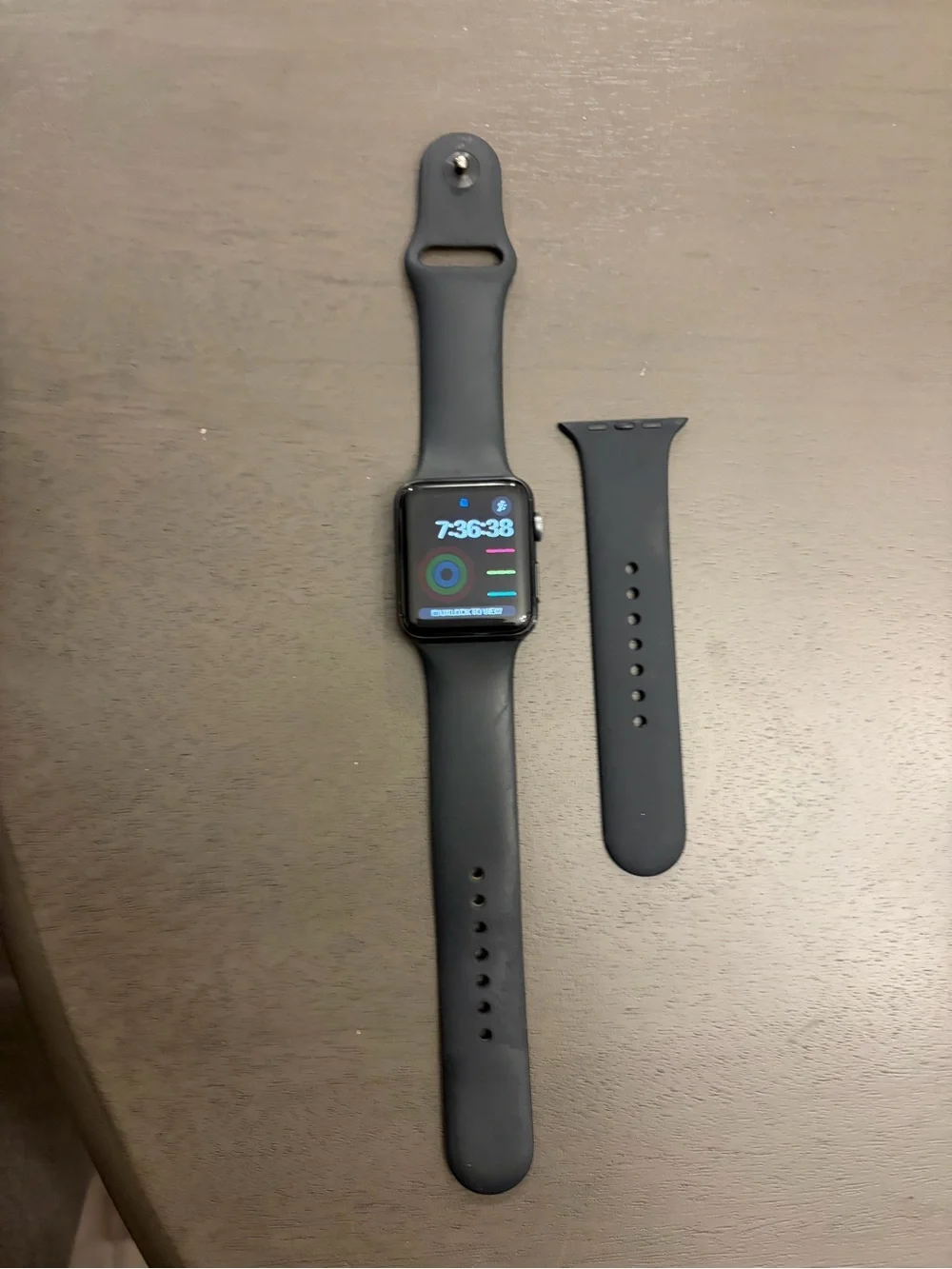 Apple Black Watch 3 42mm Black Silicone Band and Extra Strap